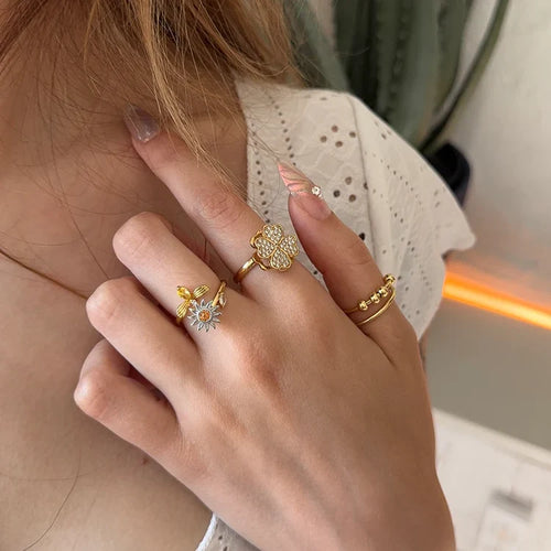 Bague Orélisse à billes dorées